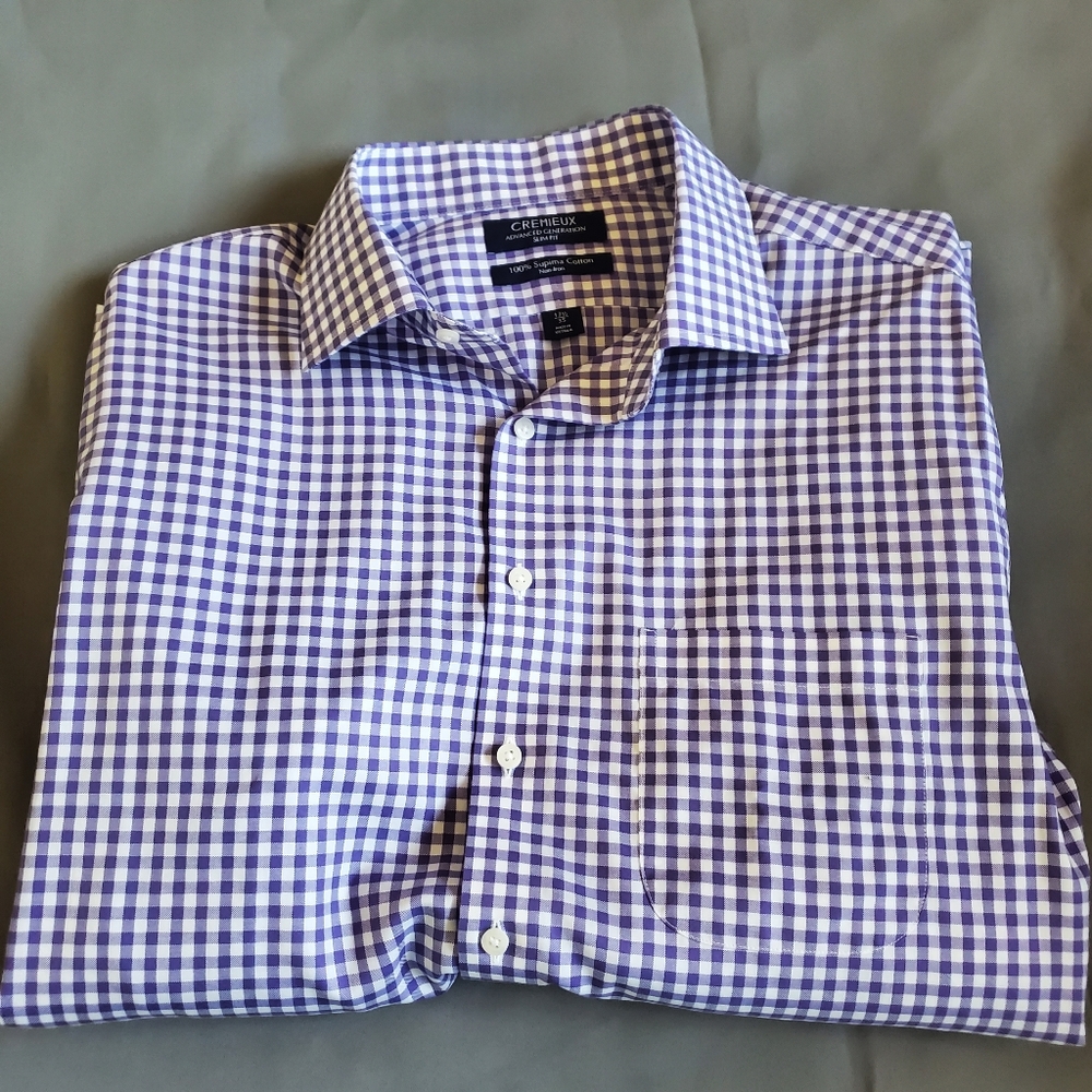 Daniel Cremieux Purple Checkered Men's Shirt, Slim fit 100% Supima Cotton